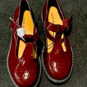 Torrid Dark Red Patent Mary Jane Flats